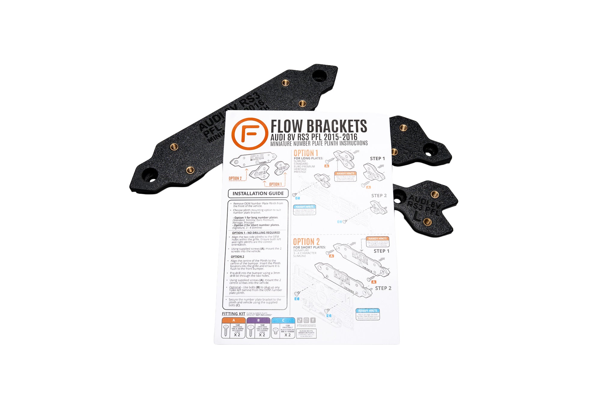 Audi 8V RS3 PFL 2015-2016 - OEM Plinth Delete Kit (FRONT)