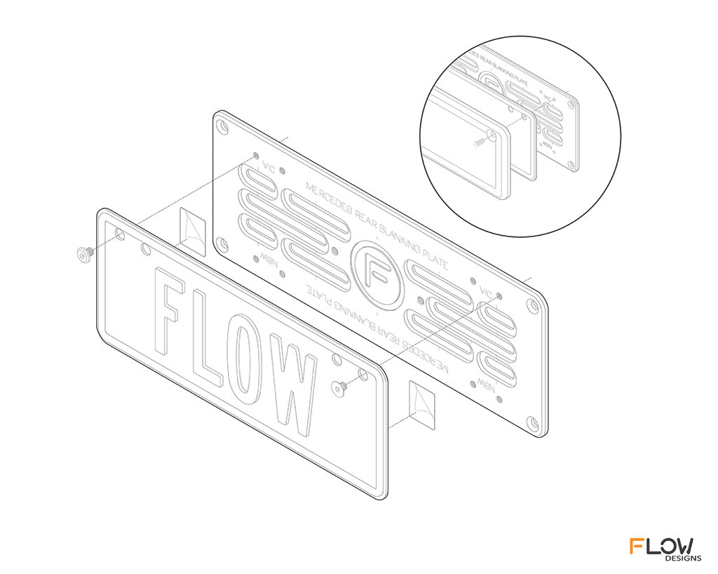 Mercedes Rear Blanking Plate - 3-5 Character Slimline