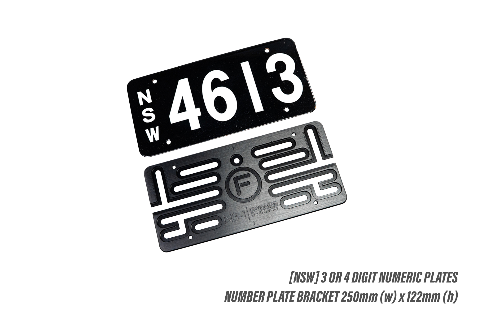 [NSW] 3 or 4 Digit Numeric Plates- 250mm (w) x 122mm (h) Number Plate Bracket