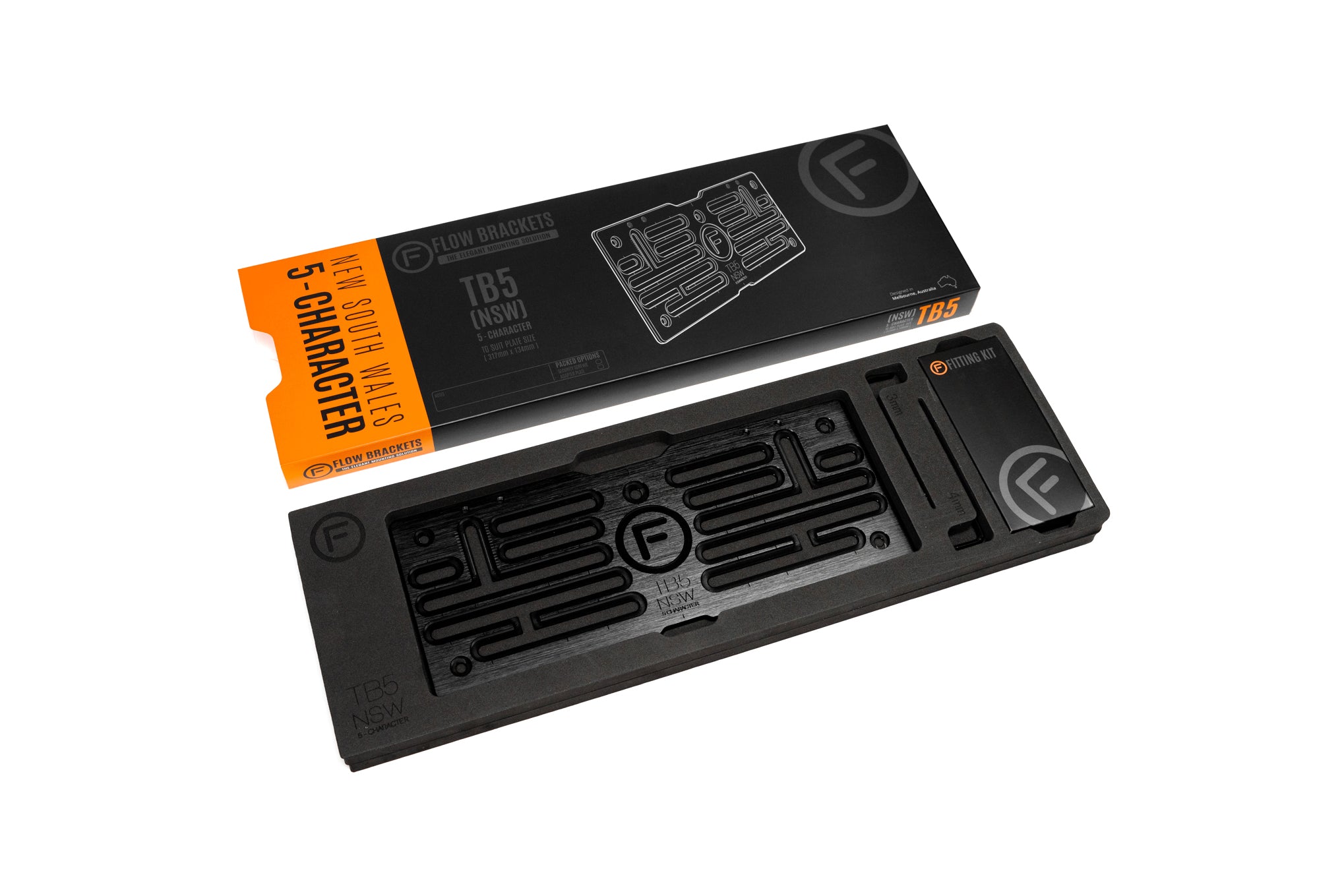 [NSW] TB5 5 Character Traditional Black 317mm (w) x 134mm (h) - Number Plate Bracket