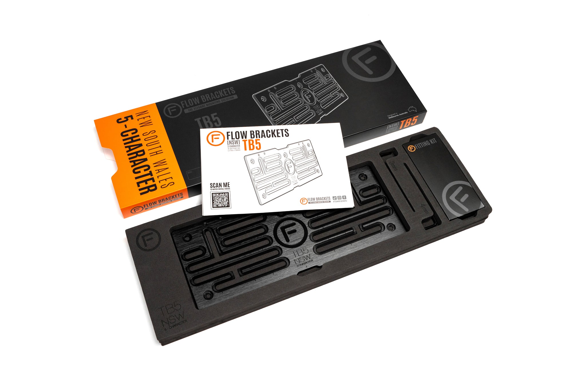 [NSW] TB5 5 Character Traditional Black 317mm (w) x 134mm (h) - Number Plate Bracket