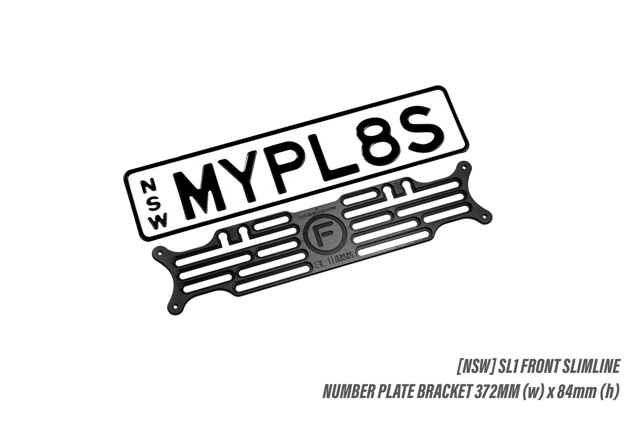 [NSW] Front Slimline - 372mm (w) x 84mm - Number Plate Bracket