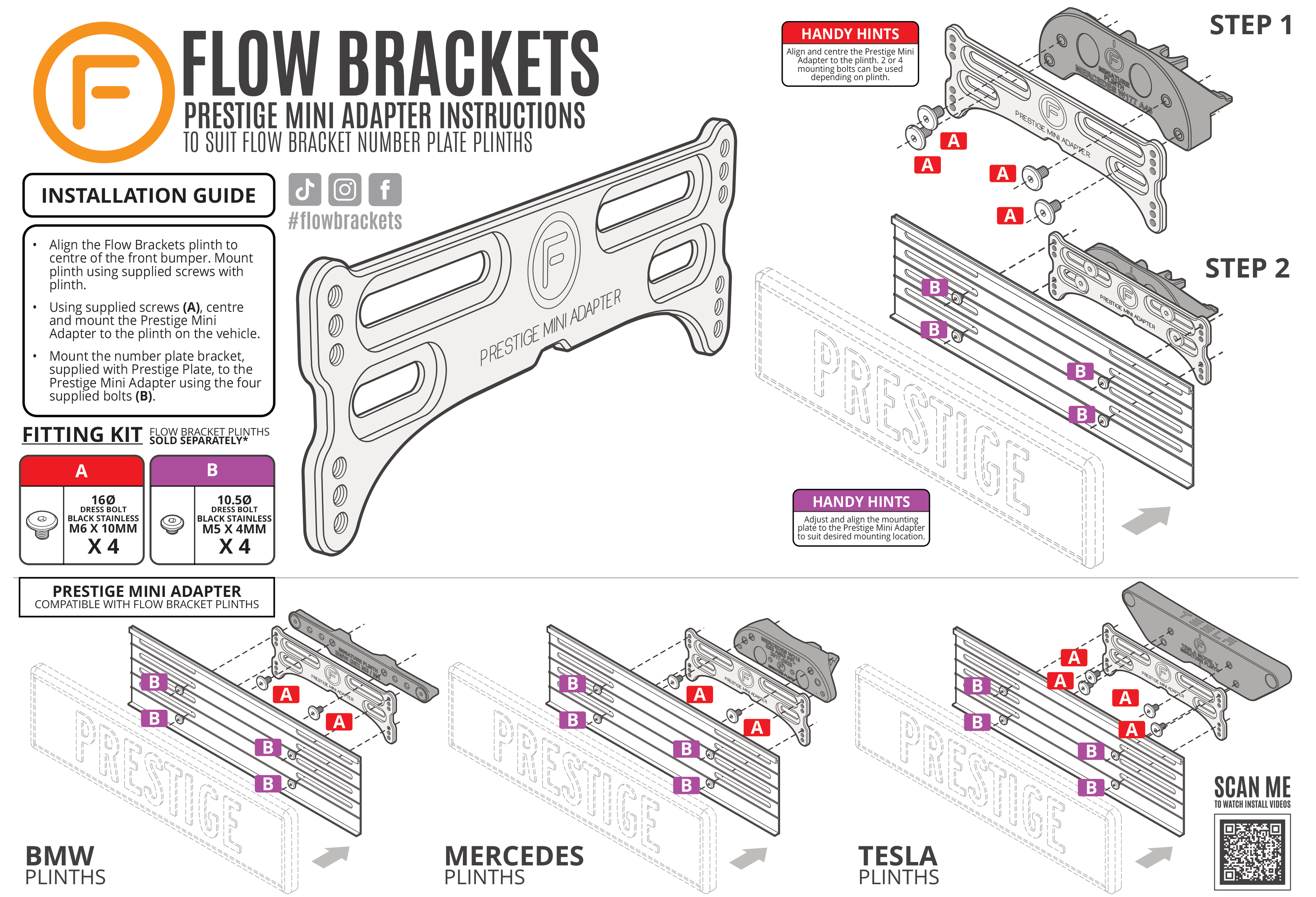 [VIC/QLD/TAS] Prestige Mini Adapter - Number Plate Bracket