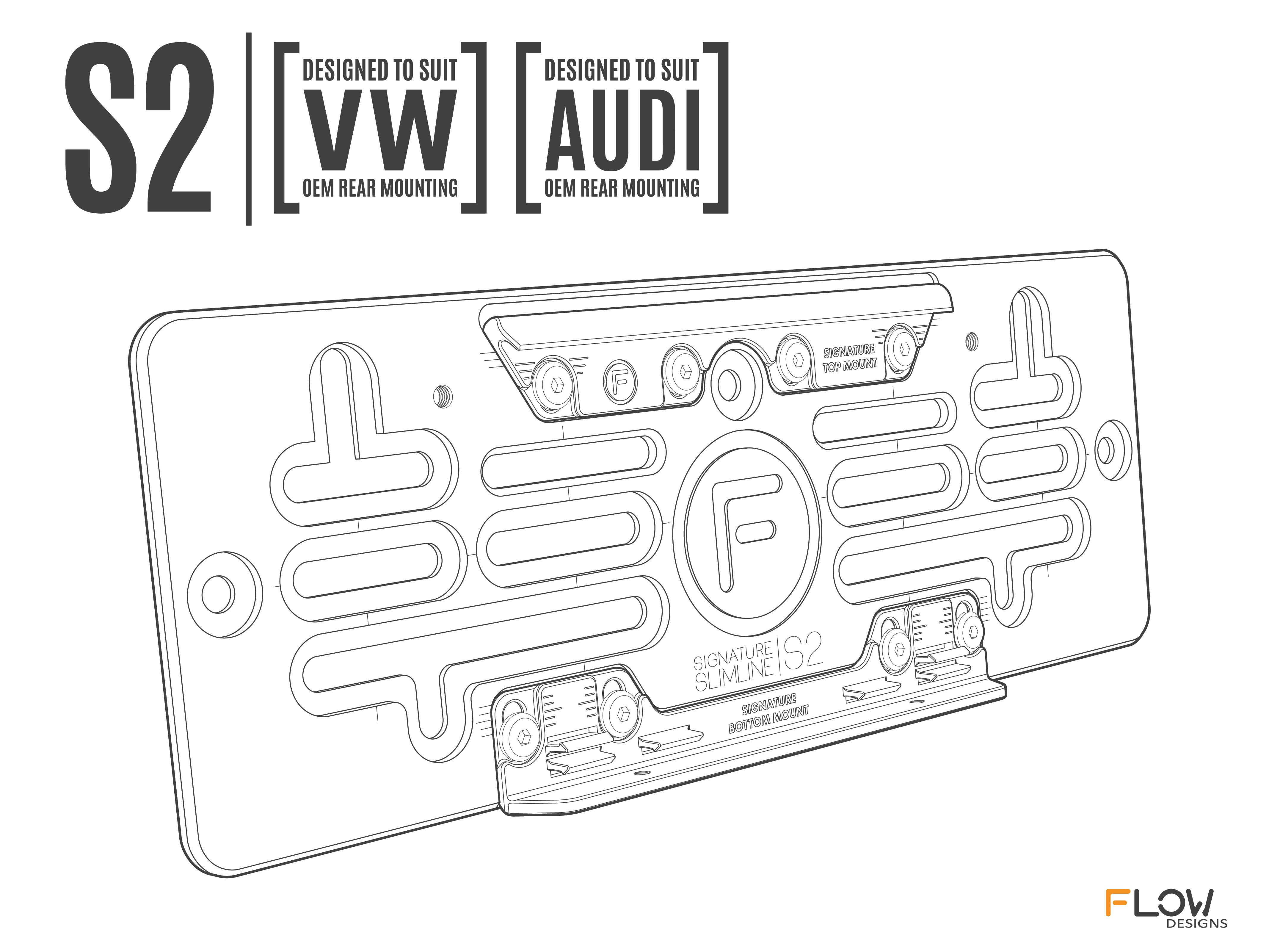 [VIC] S2 Slimline - Signature Number Plate Bracket - 255mm (w) x 105mm (h)