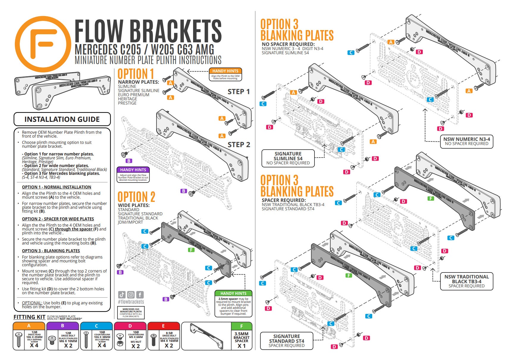 Mercedes C63s AMG W205 - OEM Plinth Delete Kit PRO (FRONT)