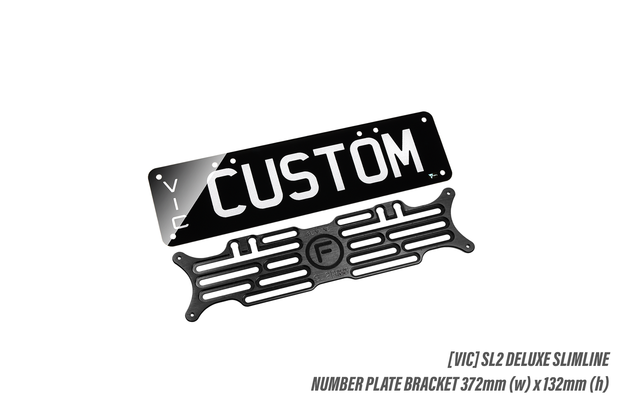 [VIC] Deluxe Slimline SL2 - 372mm (w) x 100mm (h) - Number Plate Bracket