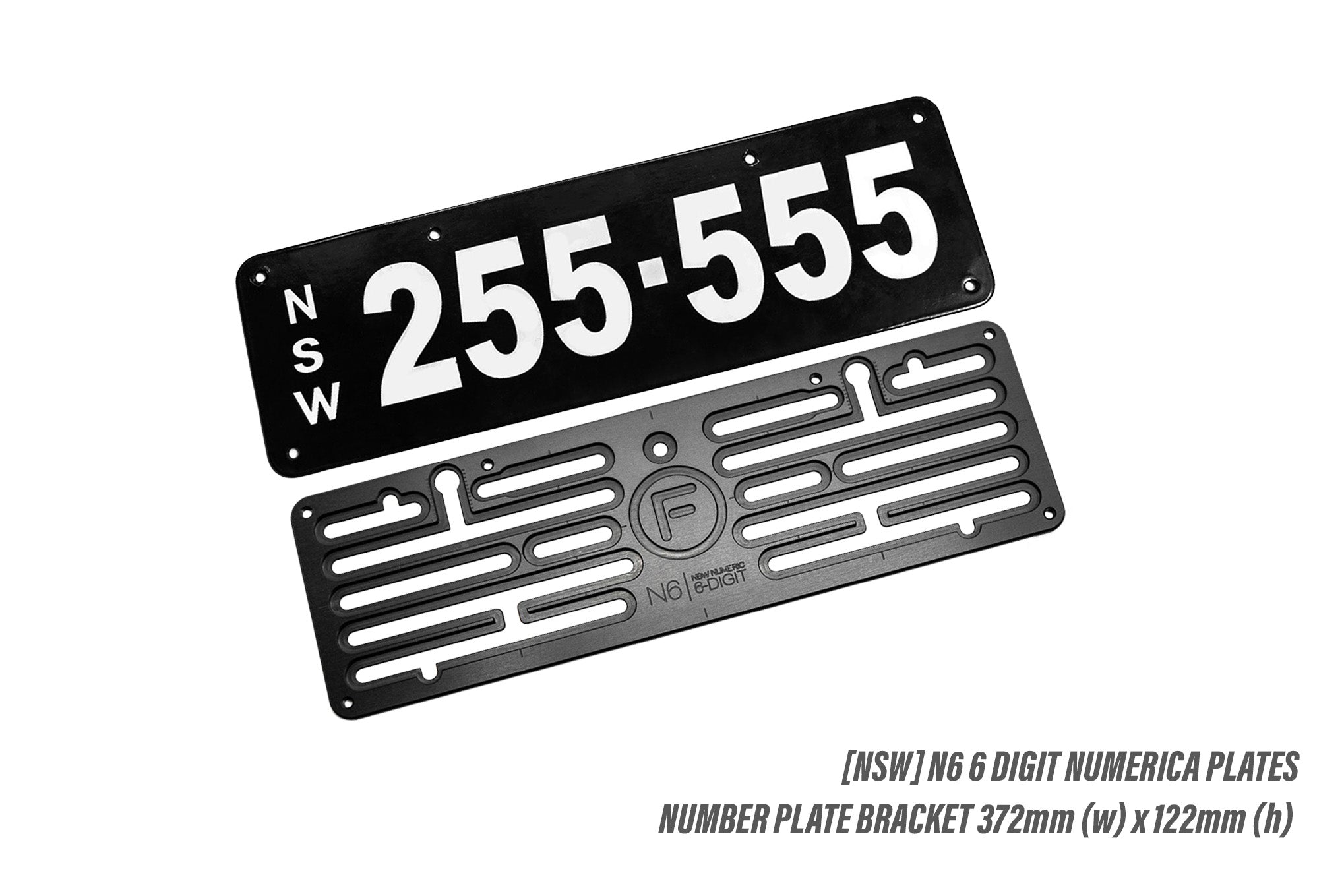 [NSW] 6 Digit Numeric Plates- 372mm (w) x 122mm (h) Number Plate Bracket