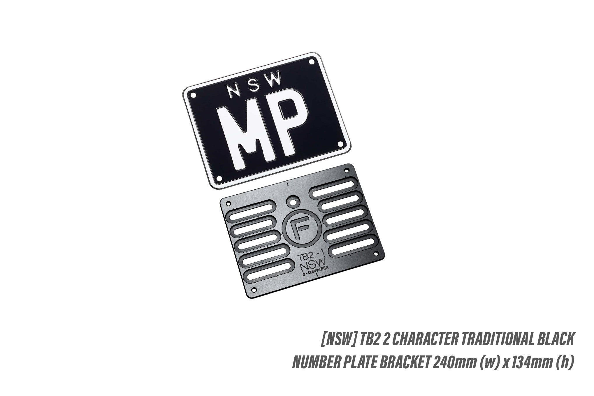 [NSW] 2 Character Traditional Black - Number Plate Bracket