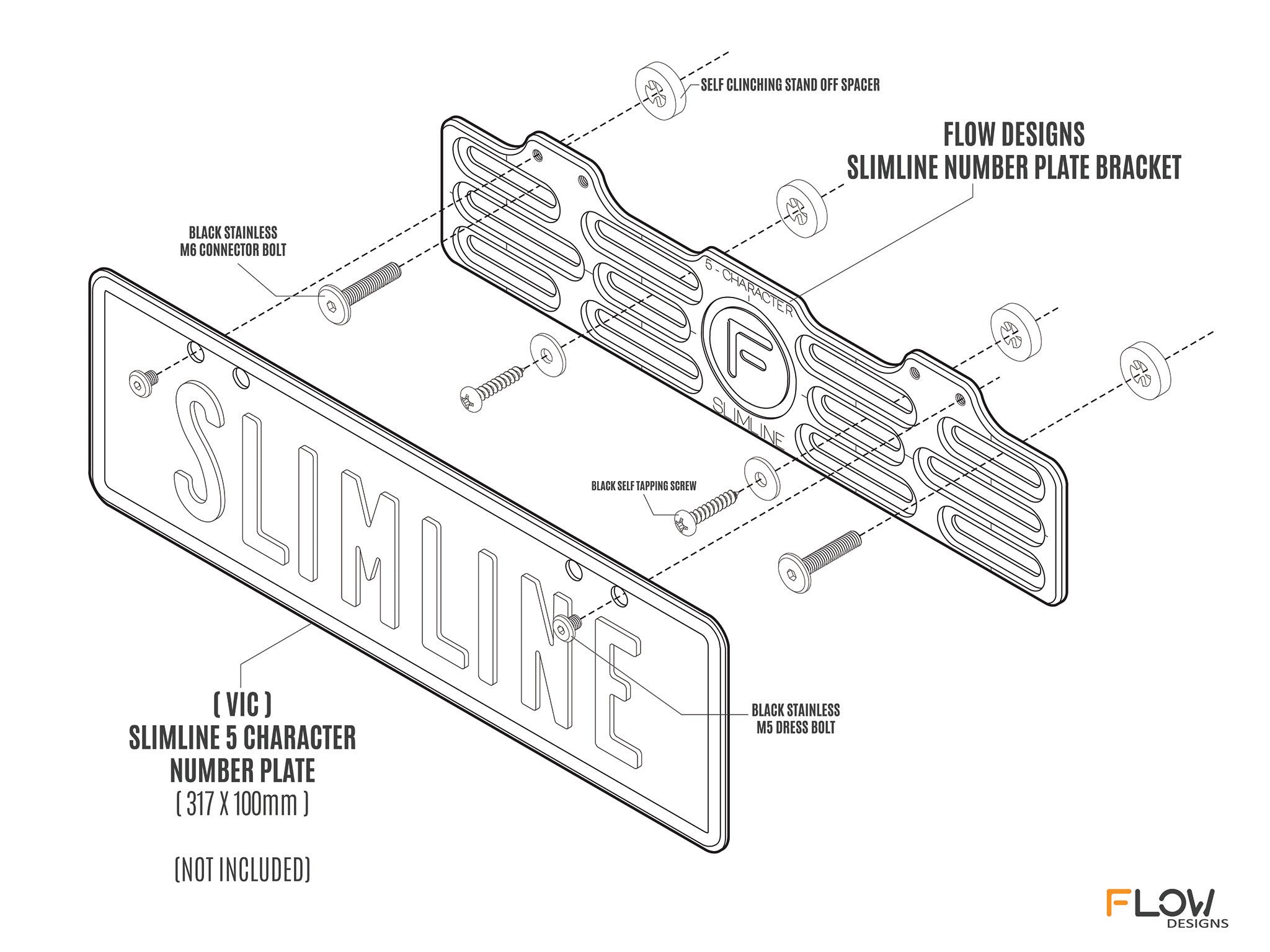 [VIC] Slimline 5 Character - Number Plate Bracket