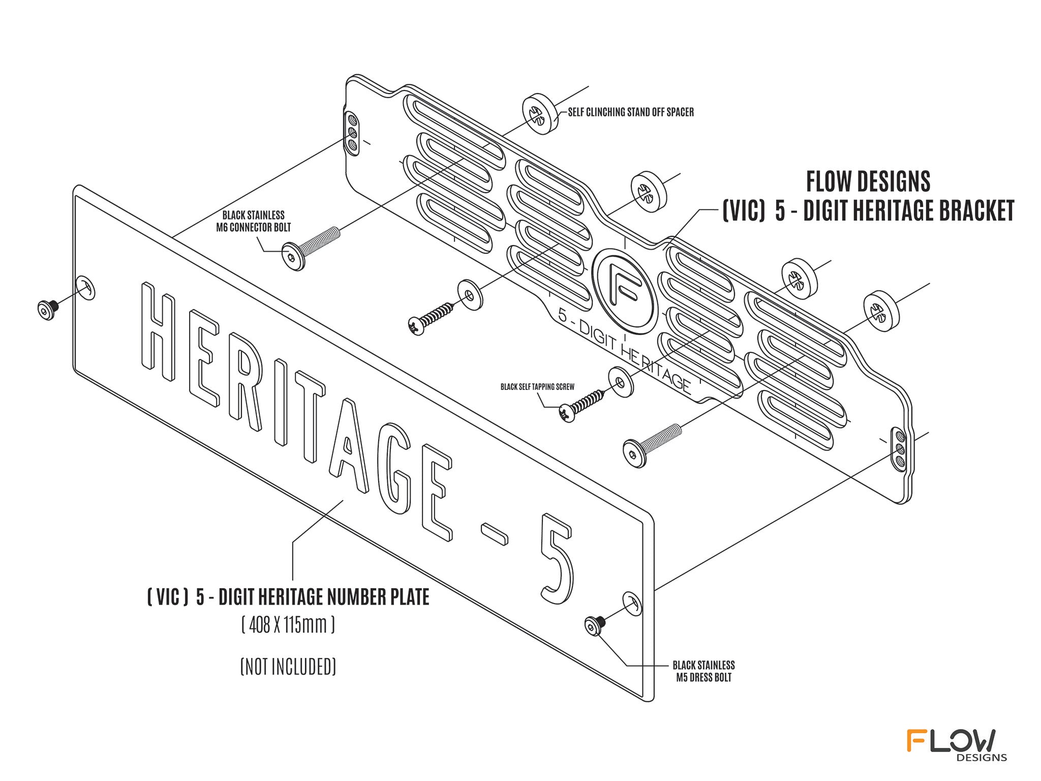 [VIC] Heritage 5 Digit - Number Plate Bracket