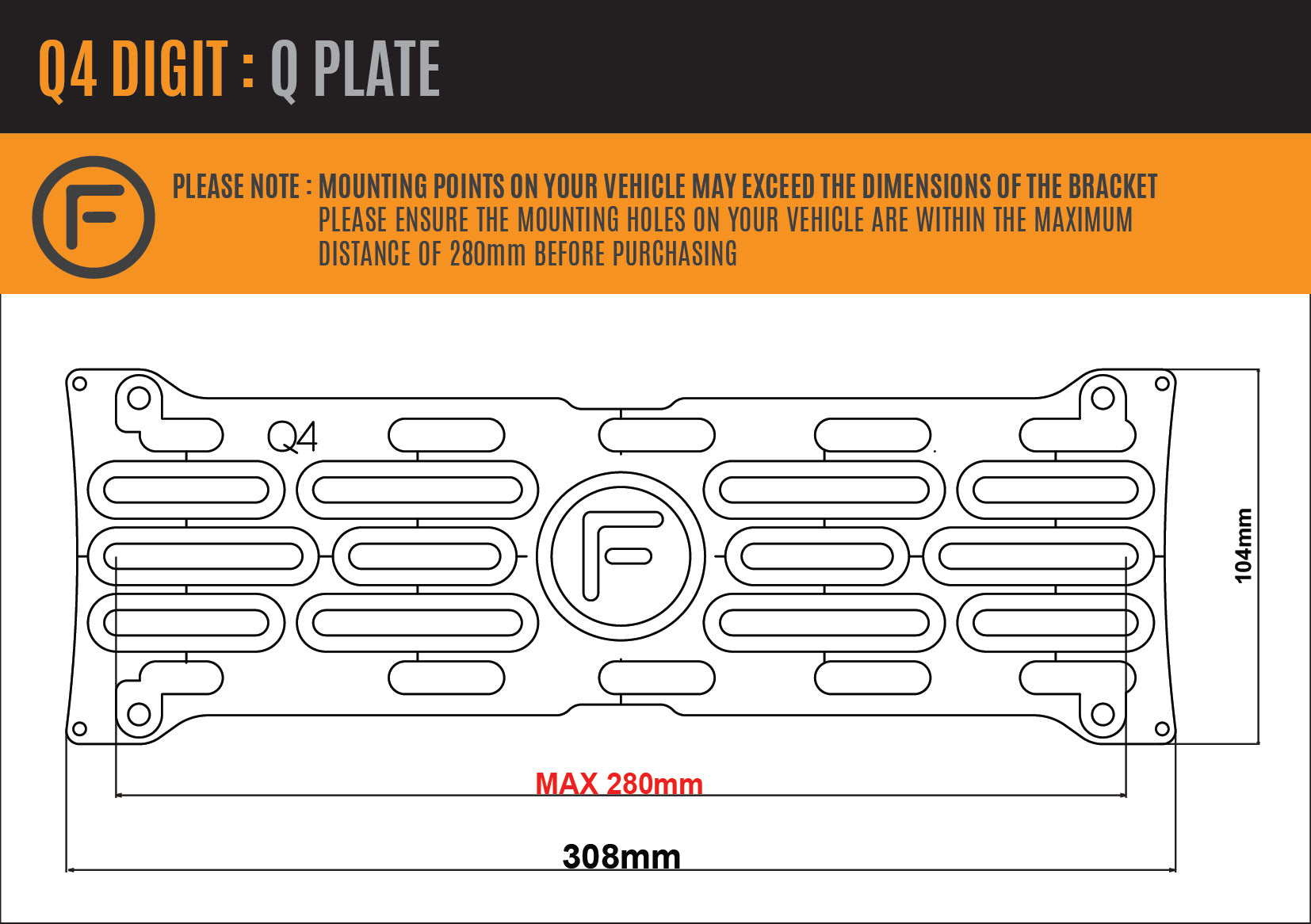 [QLD] Q PLATE 4 Digit Heritage - Number Plate Bracket